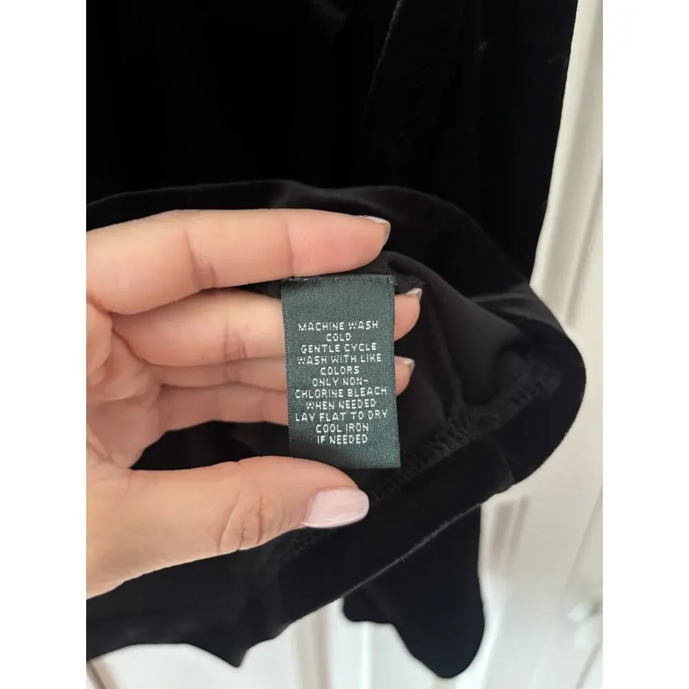 Lauren Ralph Lauren Black Velvet Long Sleeve Shirt XL - Picture 9 of 10